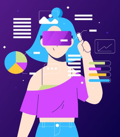 illustration of girl with VR glasses
