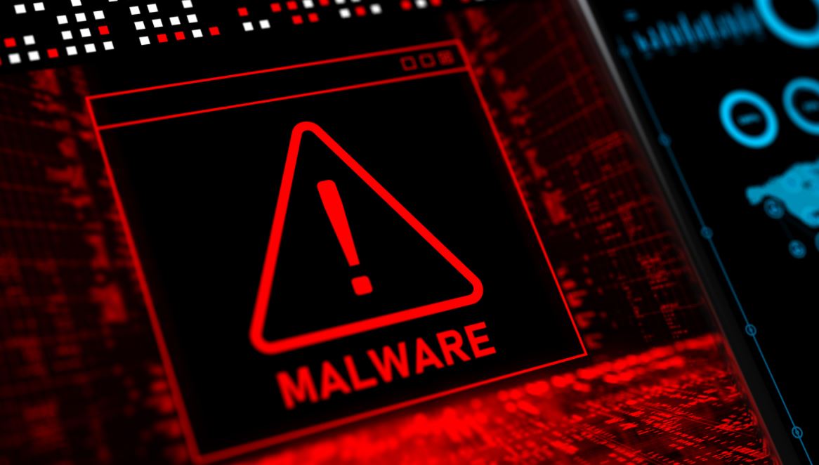 Abstract Warning of a detected malware program stock phot