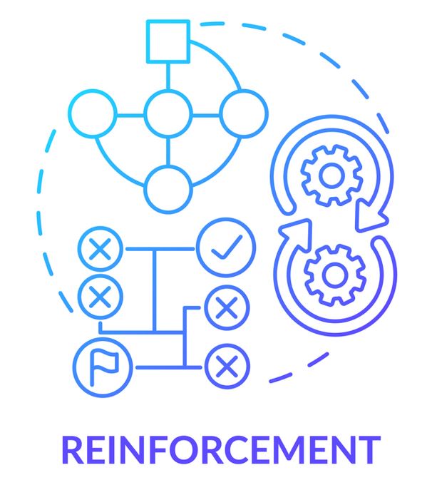 Reinforcement blue gradient concept icon stock illustration