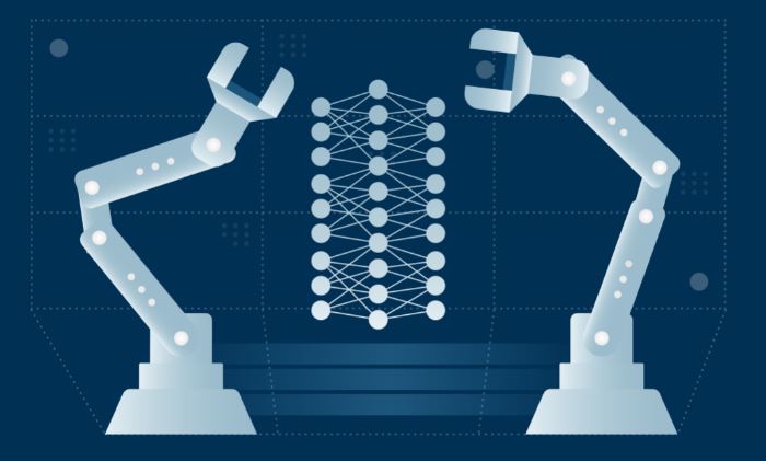 robot arms with wrenches on the end illustration