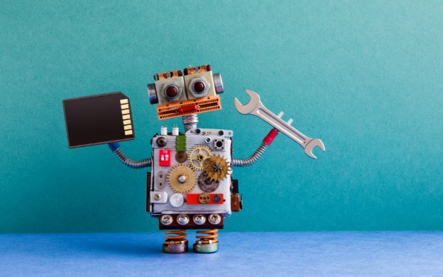 robot handyman illustration - robot with wrench